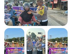 Sat Lantas Polres Kuansing Gelar Sosialisasi dan Pembagian Brosur Lomba Konten Video Himbauan Lalu Lintas ” Riau Adalah Kita”