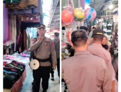 Jelang Hari Raya Idul Fitri Sat Binmas Polres Kerinci Beri Himbauan Kamtibmas Keliling di Pasar Kota Sungai Penuh